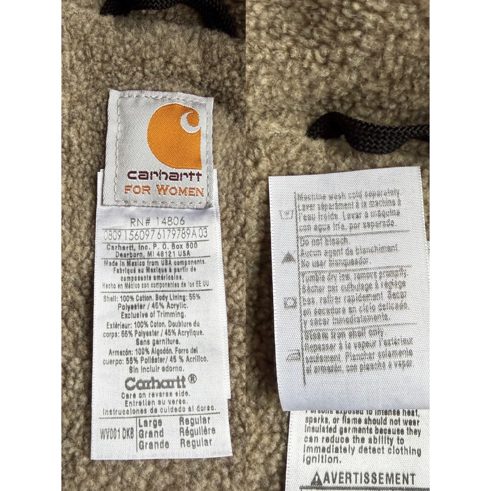 Carhartt Sandstone Mock Neck Sherpa Lined Vest Dark Brown WV001 Vintage Y2K L - Picture 4 of 15
